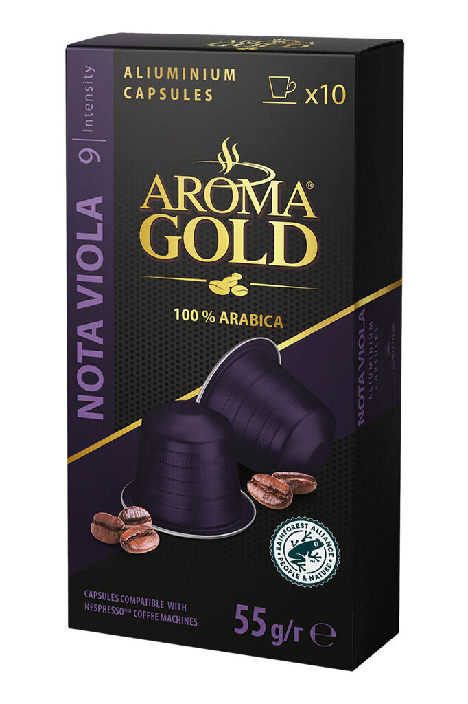 Kafijas kapsulas AROMA GOLD Nota Viola, 10 gab. 55 g, piemērots Nespresso® ierīcēm цена и информация | Kafija, kakao | 220.lv