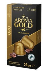 Kafijas kapsulas AROMA GOLD Oro, 10 gab. 56 g, piemērots Nespresso® ierīcēm cena un informācija | Kafija, kakao | 220.lv