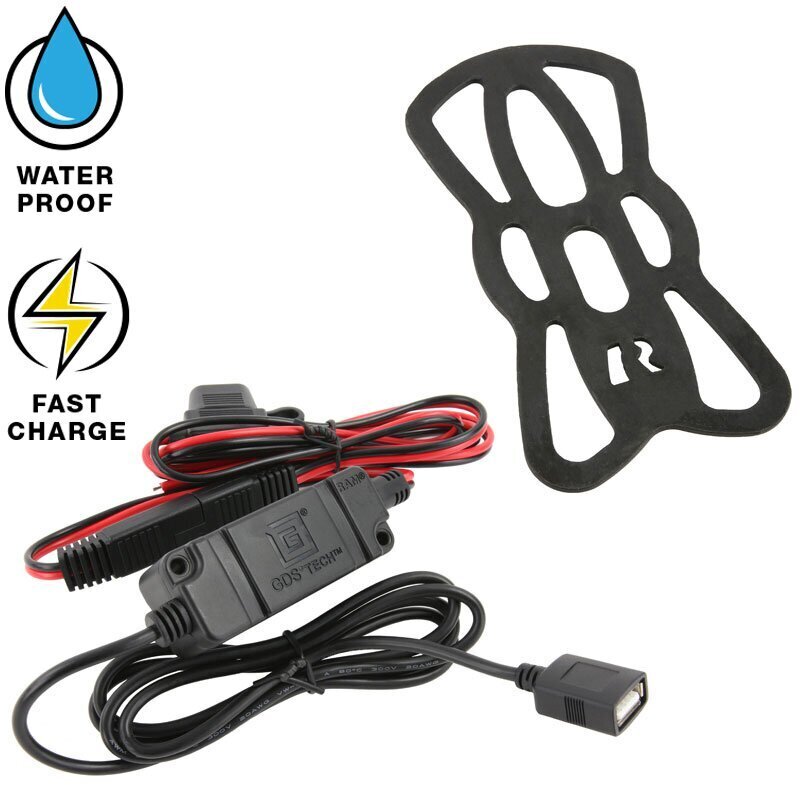 Ūdensnecaurlaidīgs RAM® X-Grip® Tough-Charge™ telefona lādētājs motocikla stūrei cena un informācija | Auto turētāji | 220.lv