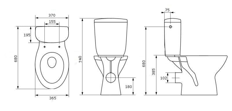 WC pods CERSANIT MITO ar tvertni 3/6l, ūdens padeve no sāniem, horizontāls izvads цена и информация | Tualetes podi | 220.lv