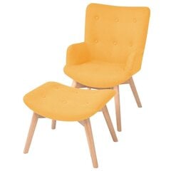 vidaXL atpūtas krēsls ar kājsoliņu, dzeltens audums cena un informācija | Atpūtas krēsli | 220.lv