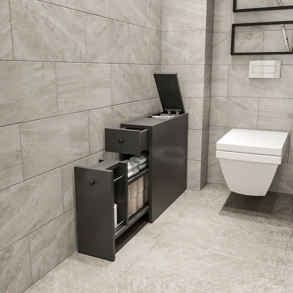 Grīdas vannas istabas skapītis Kalune Design 854, pelēks cena un informācija | Vannas istabas skapīši | 220.lv