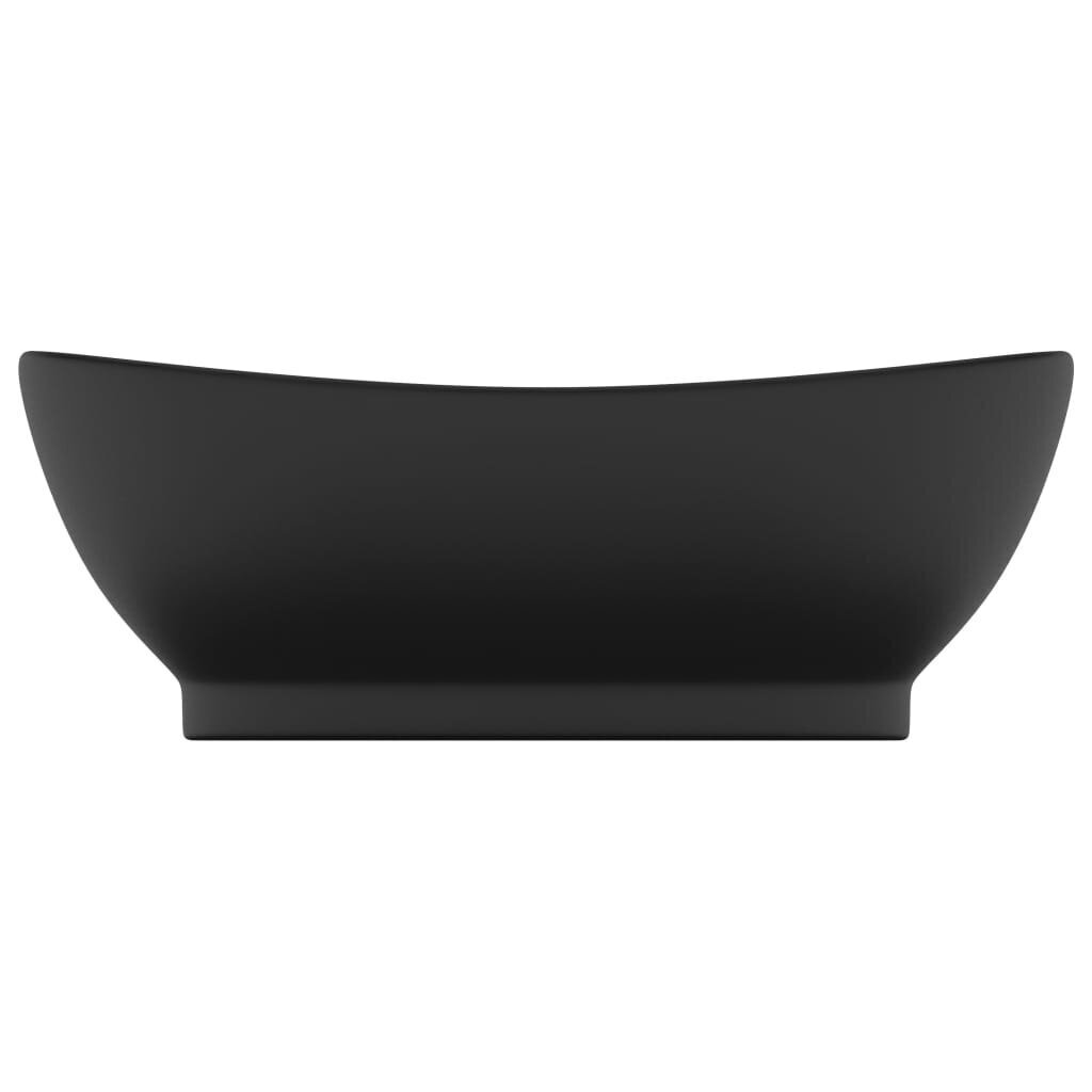 vidaXL izlietne, 58,5x39 cm, ovāla, matēta melna keramika cena un informācija | Izlietnes | 220.lv