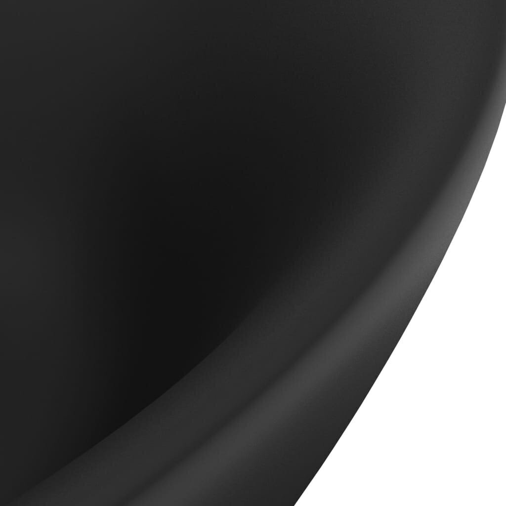 vidaXL izlietne, 58,5x39 cm, ovāla, matēta melna keramika цена и информация | Izlietnes | 220.lv