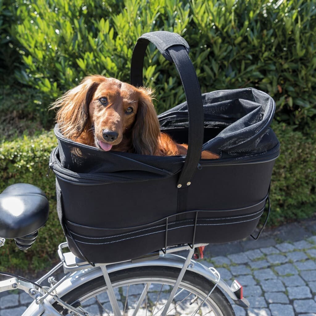 Trixie velosipēda soma, paredzēta lieliem bagāžniekiem 29×49×60 cm, melna цена и информация | Transportēšanas būri, somas | 220.lv
