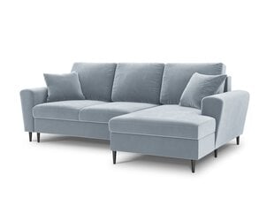 Stūra dīvāns Micadoni Home Moghan 4S-V, gaiši zils/melns cena un informācija | Stūra dīvāni | 220.lv