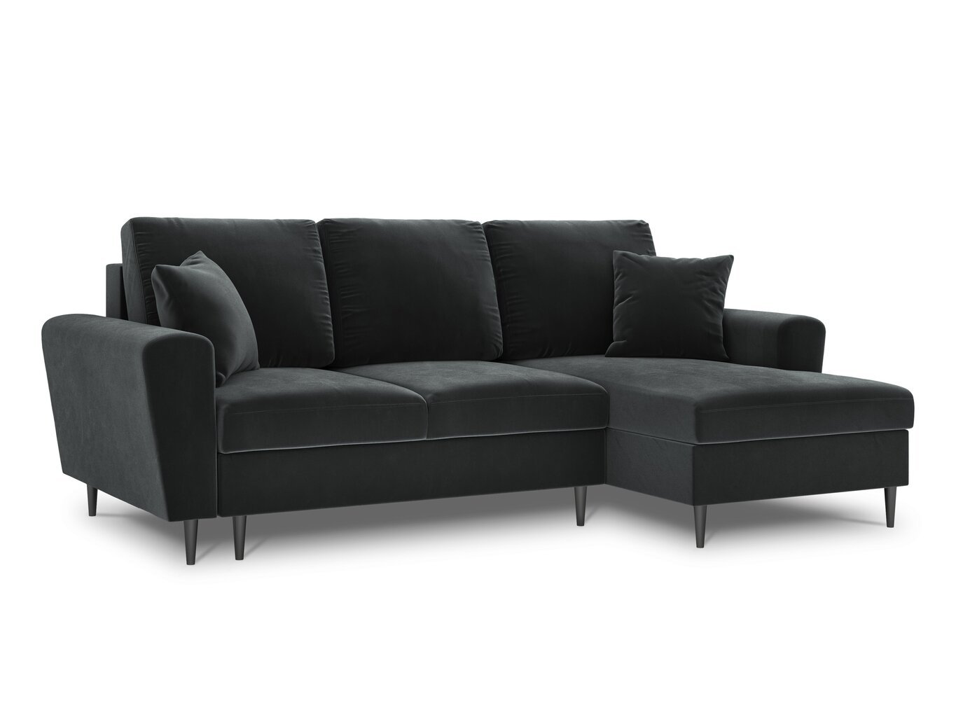 Stūra dīvāns Micadoni Home Moghan 4S-V, tumši pelēks/melns cena un informācija | Stūra dīvāni | 220.lv