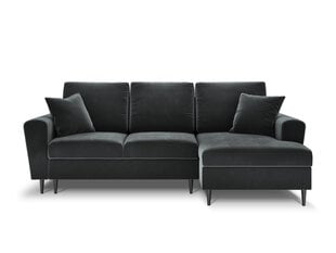Stūra dīvāns Micadoni Home Moghan 4S-V, tumši pelēks/melns cena un informācija | Stūra dīvāni | 220.lv