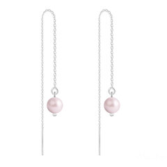 Серебряные серьги-цепочки Chain Pearl, Pastel Rose цена и информация | Серьги | 220.lv