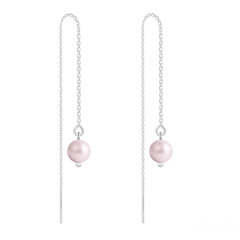 Sudraba auskari Chain Pearl, Pastel Rose cena un informācija | Auskari | 220.lv