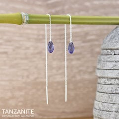 Sudraba auskari Briolette Chain, Tanzanite цена и информация | Серьги | 220.lv