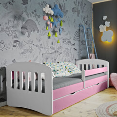 Детская кровать с матрасом Selsey Pamma, 80x180 см, белая/розовая цена и информация | Детские кровати | 220.lv