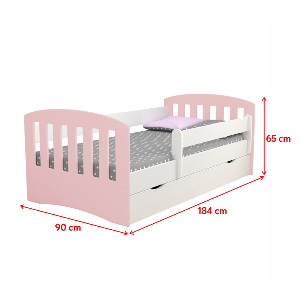 Bērnu gulta Selsey Pamma, 80x180 cm, balta/gaiši rozā cena un informācija | Bērnu gultas | 220.lv