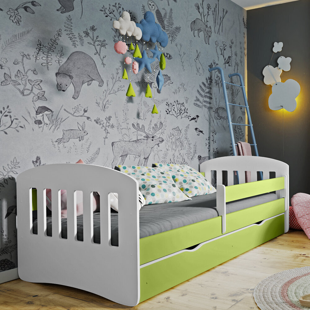 Bērnu gulta Selsey Pamma, 80x180 cm, balta/zaļa цена и информация | Bērnu gultas | 220.lv