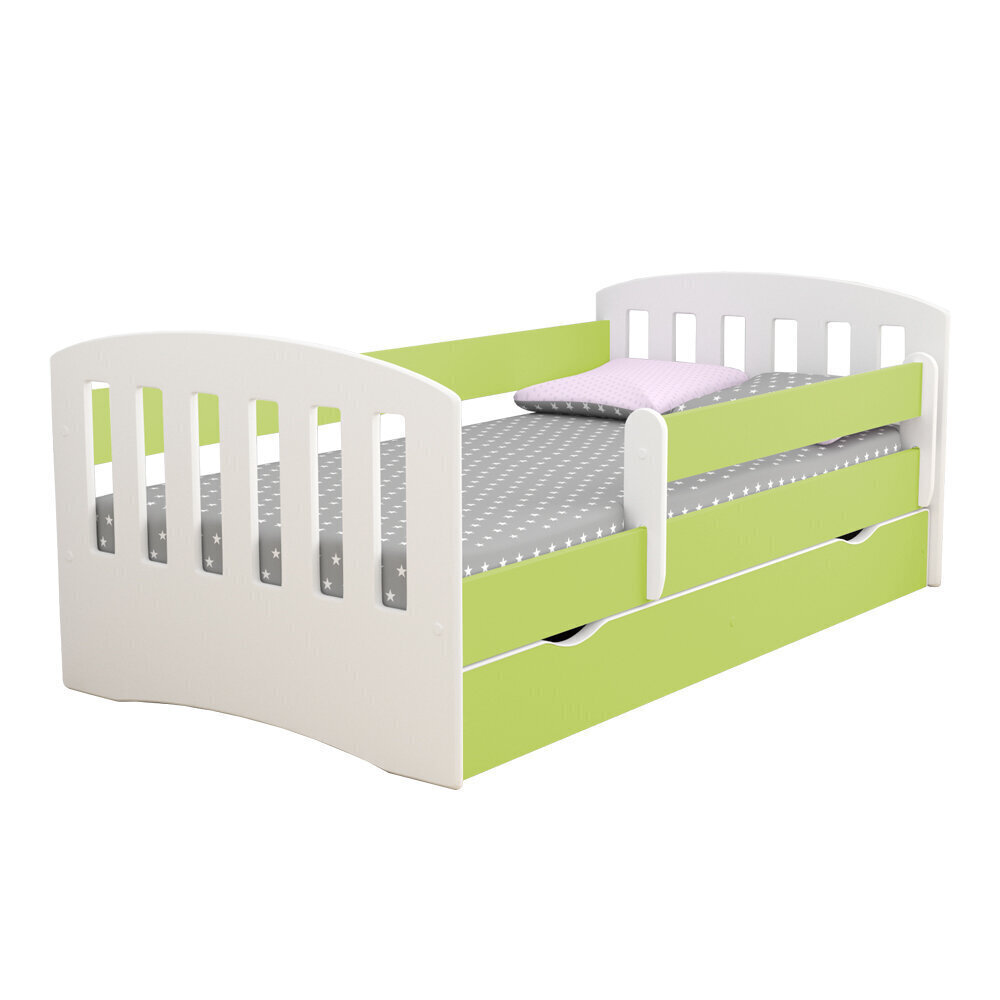 Bērnu gulta ar matraci Selsey Pamma, 80x160 cm, balta/zaļa цена и информация | Bērnu gultas | 220.lv