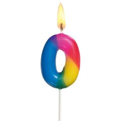 Susy Card dzimšanas dienas svece, cipars 0, krāsains, 5 cm cena un informācija | Svētku dekorācijas | 220.lv