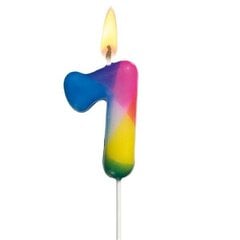 Susy Card dzimšanas dienas svece, cipars 7, krāsains, 5 cm cena un informācija | Svētku dekorācijas | 220.lv