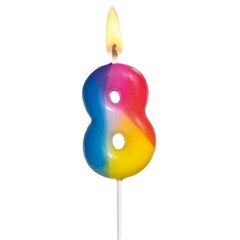 Susy Card dzimšanas dienas svece, cipars 8, krāsains, 5 cm cena un informācija | Svētku dekorācijas | 220.lv