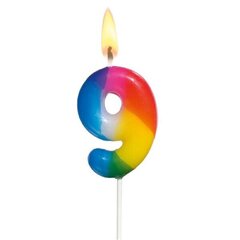 Susy Card dzimšanas dienas svece, cipars 9, krāsains, 5 cm cena un informācija | Svētku dekorācijas | 220.lv