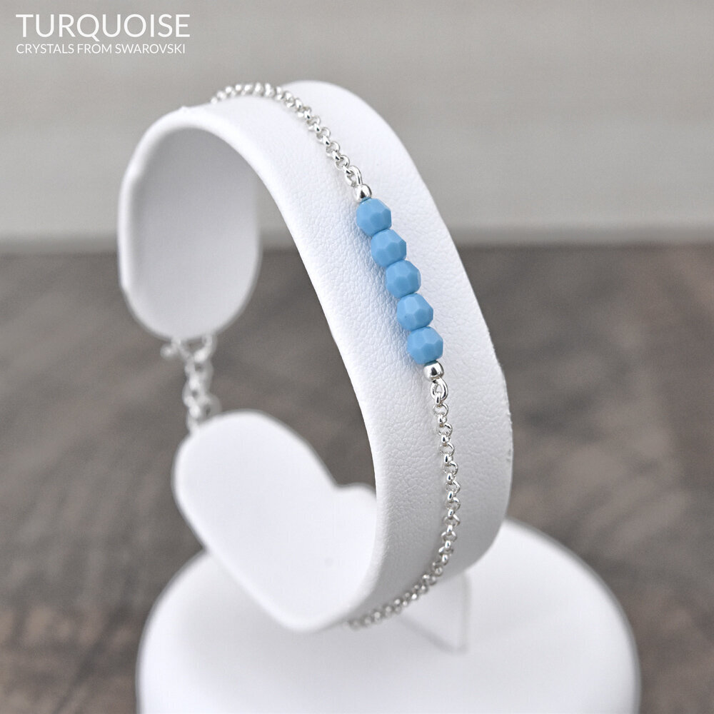 Sudraba aproce 5 Faceted Beads, Turquoise цена и информация | Rokassprādzes | 220.lv