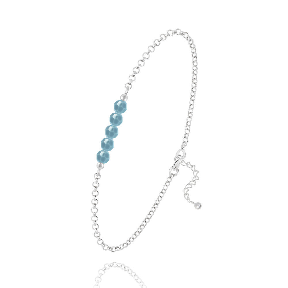 Sudraba aproce 5 Faceted Beads, Turquoise cena un informācija | Rokassprādzes | 220.lv