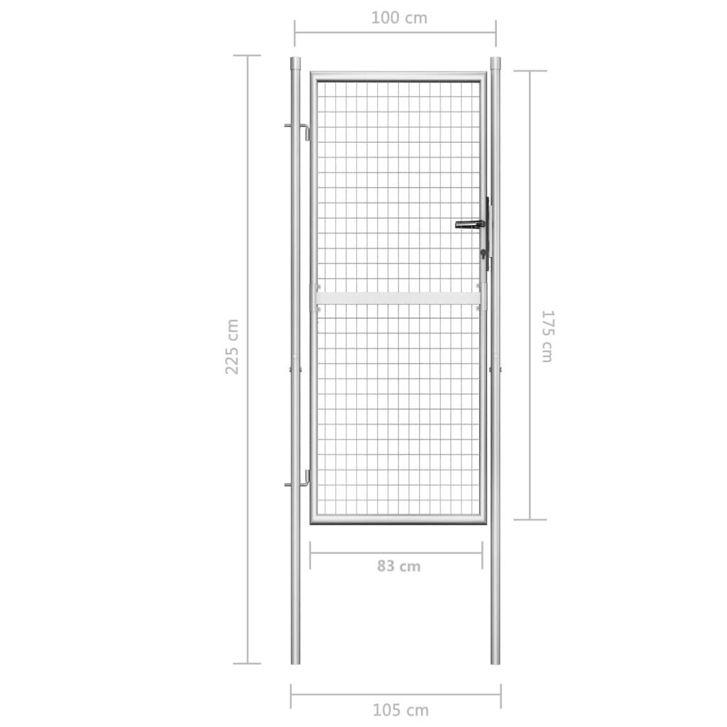 vidaXL dārza vārti, 105x225 cm, cinkots tērauds, sudraba krāsā cena un informācija | Žogi un piederumi | 220.lv