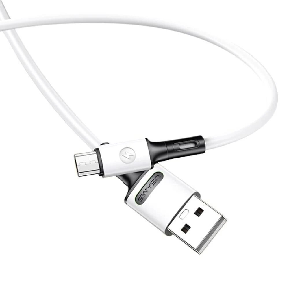 USB/Micro USB vads USAMS, balts, 100 cm cena un informācija | Savienotājkabeļi | 220.lv