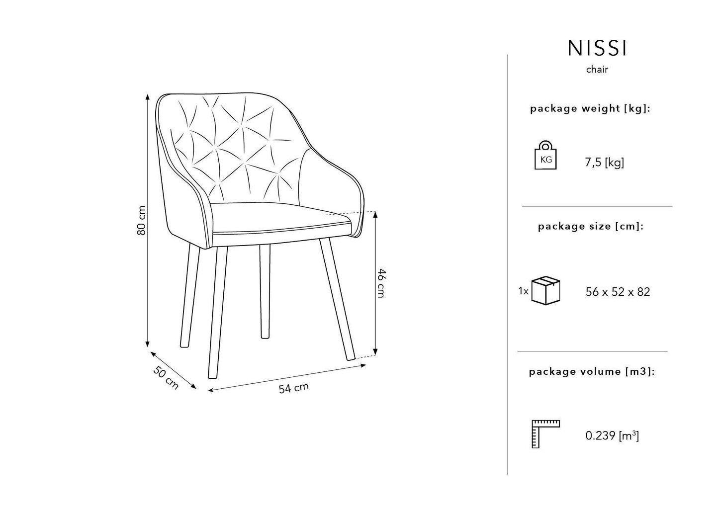 Krēsls Micadoni Home Nissi, gaiši pelēks cena un informācija | Virtuves un ēdamistabas krēsli | 220.lv