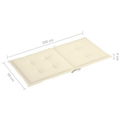 vidaXL dārza krēslu spilveni, 4 gab., krēmkrāsas, 100x50x3 cm цена и информация | Декоративные подушки и наволочки | 220.lv