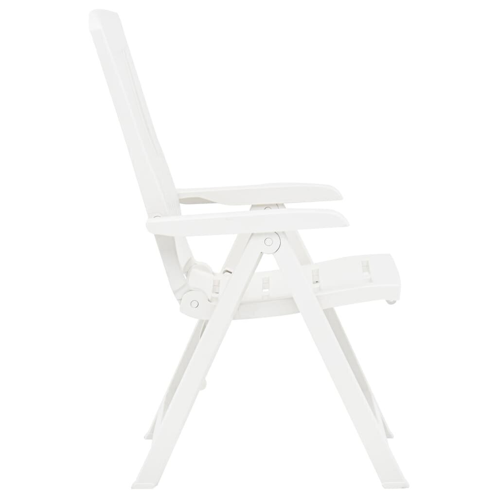 vidaXL atgāžami dārza krēsli, 2 gab., balta plastmasa cena un informācija | Dārza krēsli | 220.lv
