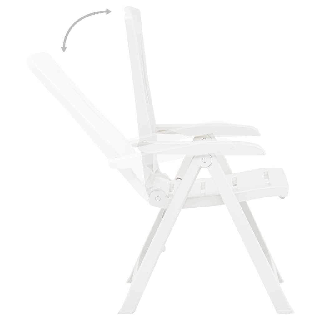 vidaXL atgāžami dārza krēsli, 2 gab., balta plastmasa cena un informācija | Dārza krēsli | 220.lv