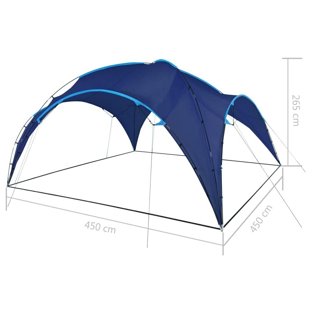 vidaXL svinību telts, 450x450x265 cm, tumši zila cena un informācija | Dārza nojumes un lapenes | 220.lv