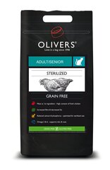 Barība sterilizētiem kaķiem Olivers ar vistu Sterilized Cat Grain Free 4 kg cena un informācija | Sausā barība kaķiem | 220.lv