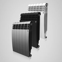 Pelēks Bimetāla radiators BiLiner 500/10 Fin Aluminium + tērauds Satin Silver cena un informācija | Apkures radiatori | 220.lv