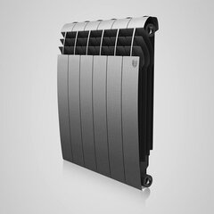 Pelēks Bimetāla radiators BiLiner 500/10 Fin Aluminium + tērauds Satin Silver cena un informācija | Apkures radiatori | 220.lv