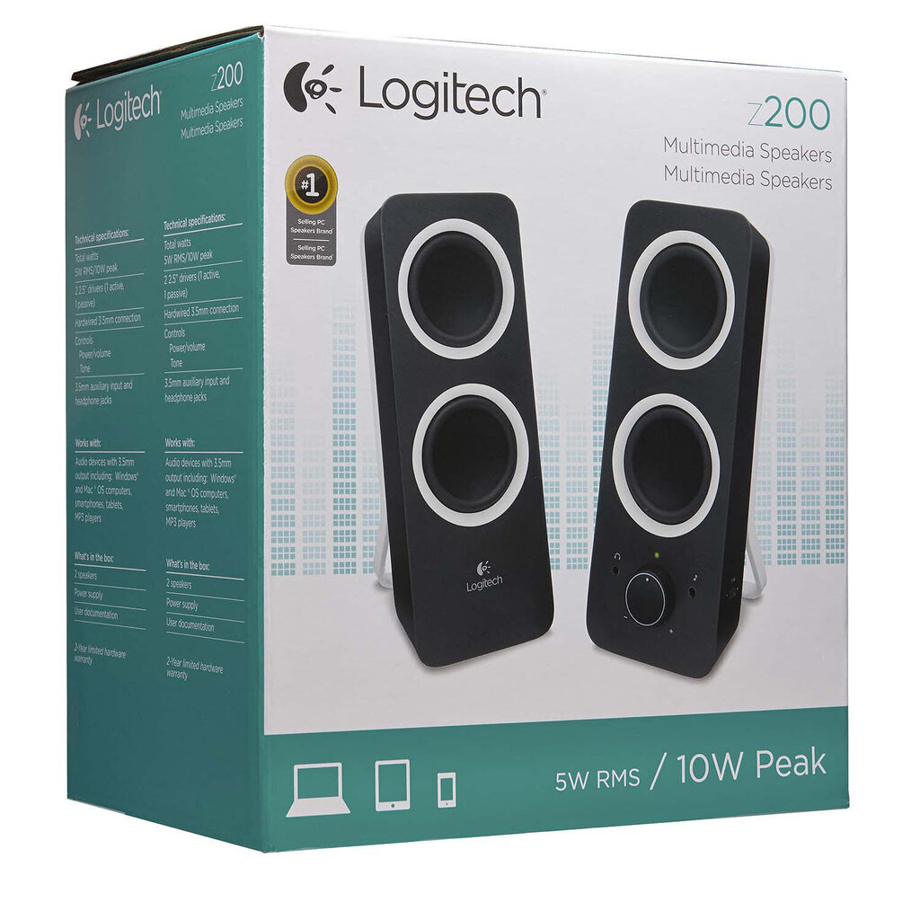 Аудиоколонка Logitech Z200 2.0 Midnight, черный цена | 220.lv