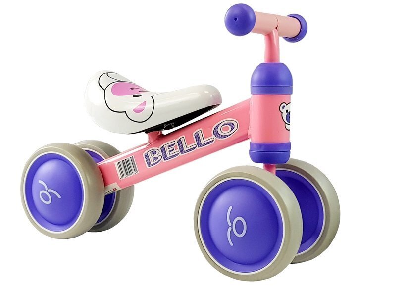 Līdzsvara velosipēds Bello ar dubultajiem riteņiem rozā krāsā cena un informācija | Balansa velosipēdi | 220.lv