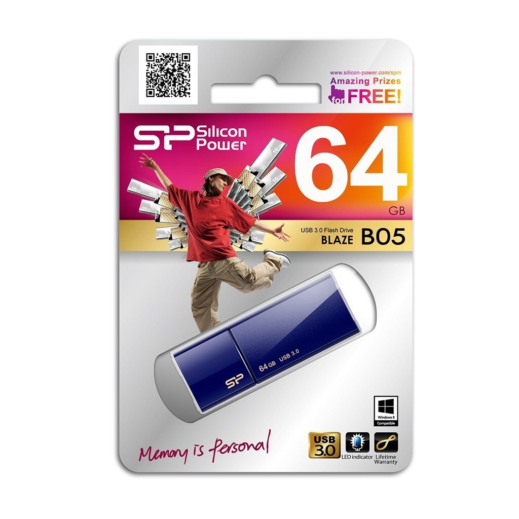 Silicon Power Blaze B05 64GB 3.0, Zila cena un informācija | USB Atmiņas kartes | 220.lv