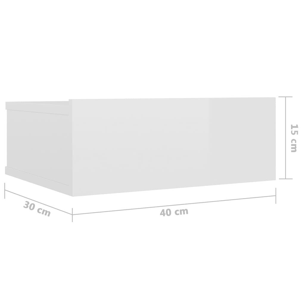 vidaXL naktsskapītis, 40x30x15 cm, stiprināms pie sienas, balts cena un informācija | Naktsskapīši | 220.lv