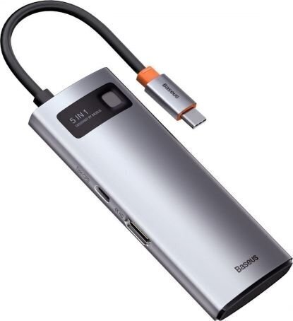 Hub 5in1 Baseus Metal Gleam Series, USB-C to 3x USB 3.0 + HDMI + USB-C PD cena un informācija | Adapteri un USB centrmezgli | 220.lv