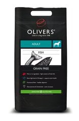 Olivers bezgraudu barība ar lasi Adult Fish Grain Free M, 12 kg cena un informācija | Sausā barība suņiem | 220.lv