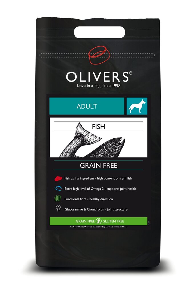 Olivers bezgraudu barība ar lasi Adult Fish Grain Free S, 4 kg cena un informācija | Sausā barība suņiem | 220.lv