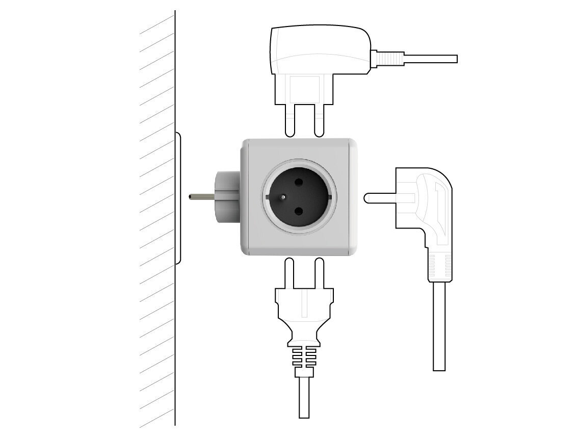 Tīkla mezgls ar USB uzlādes ligzdām PowerCube Original cena un informācija | Elektrības slēdži, rozetes | 220.lv