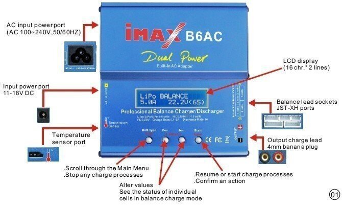 Uzlādes ierīce ar barošanas avotu + adapteris un temperatūras sensors Imax B6AC, 80 W cena un informācija | Akumulatori, lādētāji un piederumi | 220.lv