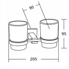 Mexen Vane divas glāzes ar turētāju, hromēts cena un informācija | Vannas istabas aksesuāri | 220.lv