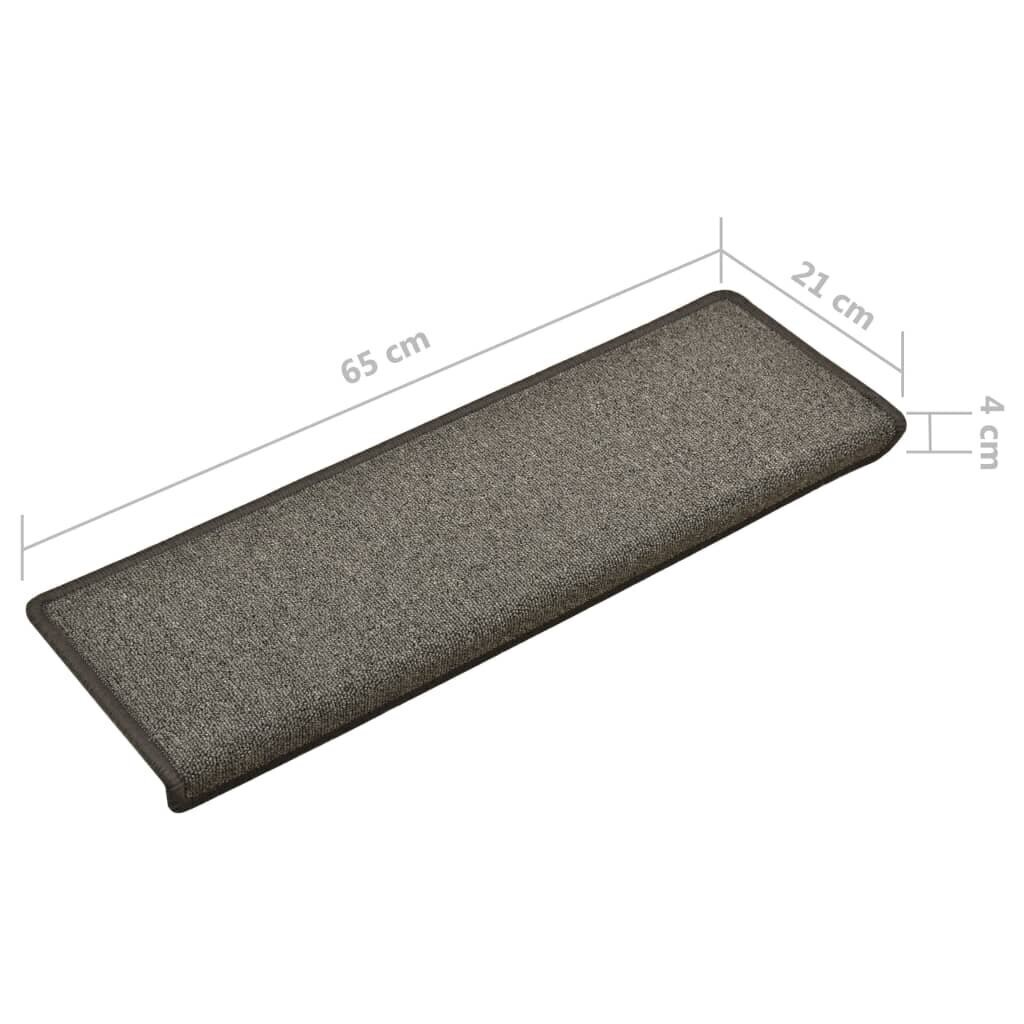 vidaXL kāpņu paklāji, 15 gab., 65x25 cm, tumši pelēki цена и информация | Paklāji | 220.lv