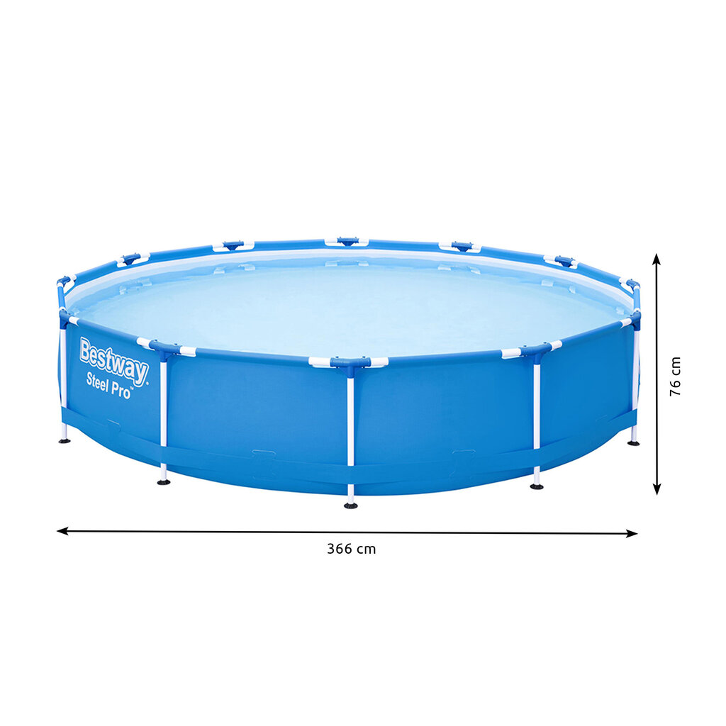 Karkasa baseins Bestway Steel Pro 366x76 cm, bez filtra, zils цена и информация | Baseini | 220.lv