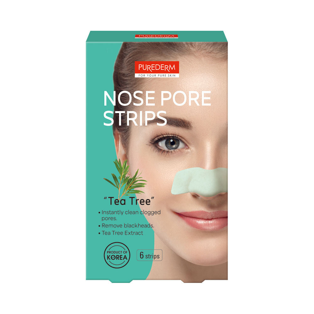 Deguna poru attīrošas sloksnes - PUREDERM Nose pore strip “Tējas koks”, 6 gab. cena un informācija | Sejas ādas kopšana | 220.lv