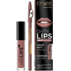 Komplekts Eveline Oh My Lips Liquid Matt 02 Milky Chocolate: lūpu krāsa 4.5 ml + lūpu kontūrzīmulis 1 gab. цена и информация | Помады, бальзамы, блеск для губ | 220.lv
