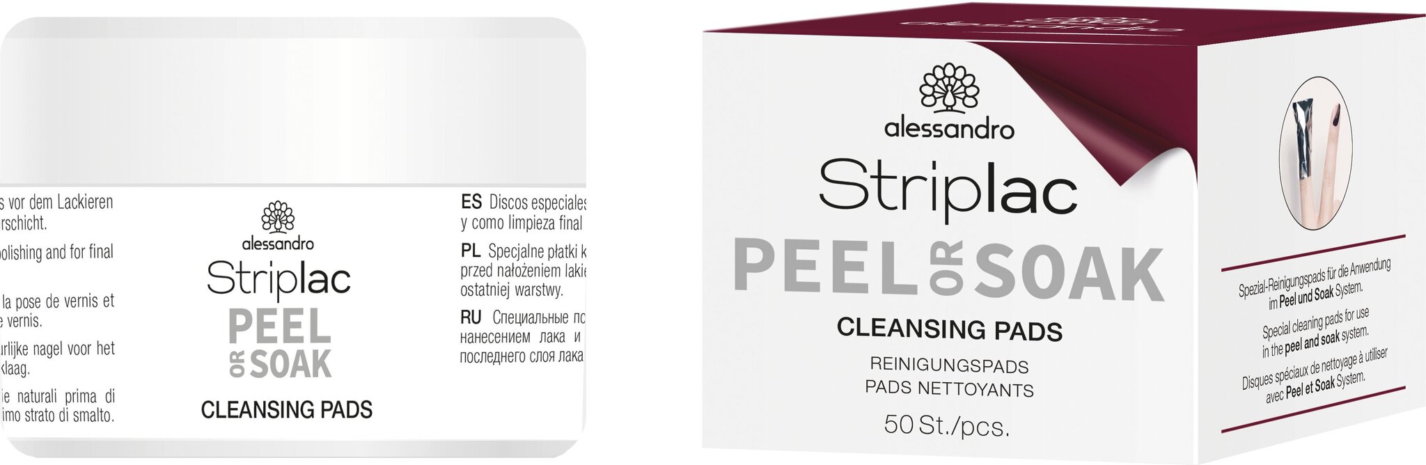 Plāksnītes nagu attīrīšanai Alessandro Striplac Peel or Soak Cleansing Pads, 50 gab. cena un informācija | Nagu kopšanas piederumi | 220.lv